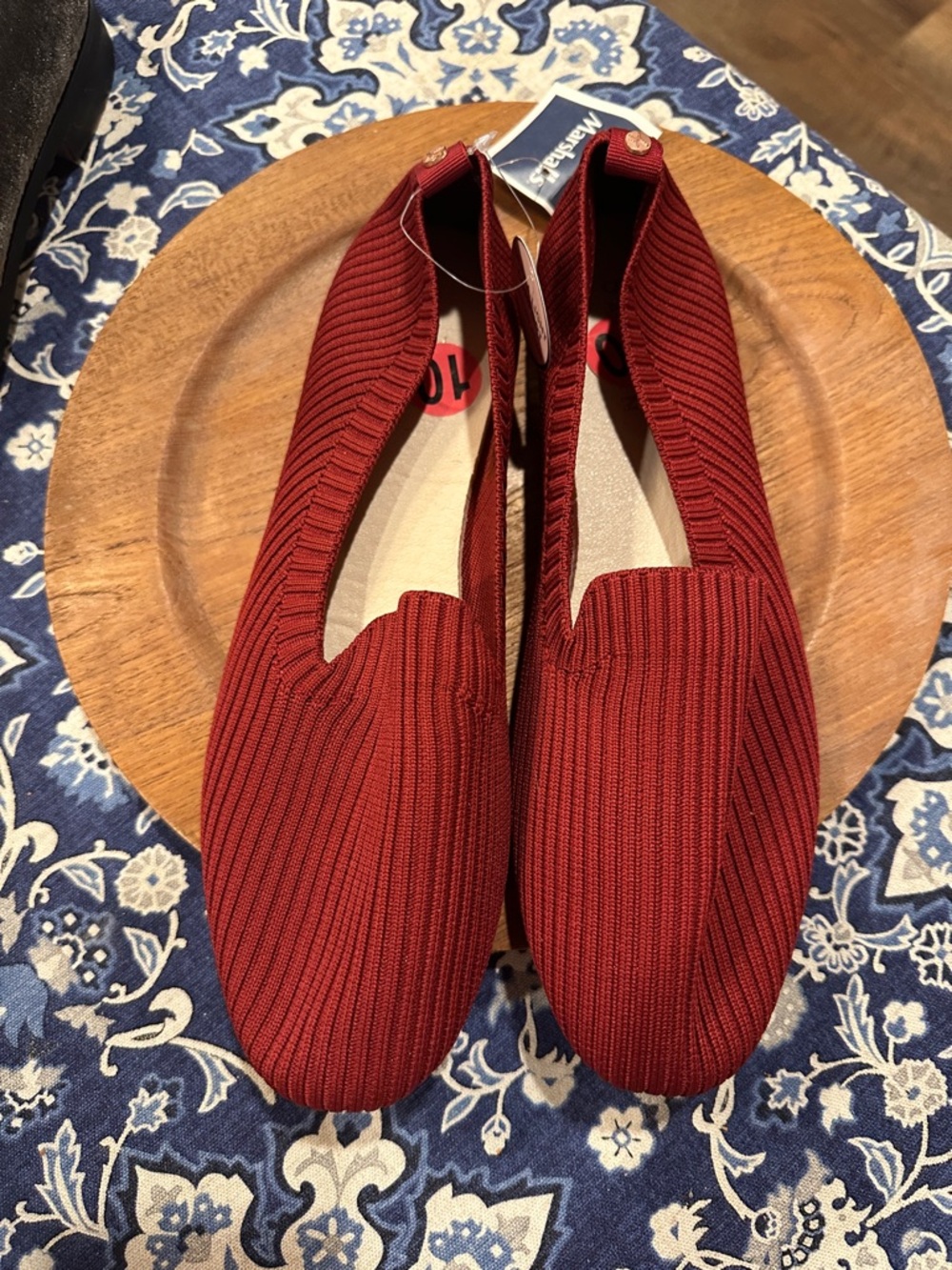 Danskin Red Ribbed Knit Ballet Flats